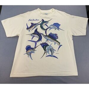 Vintage 90s Cabo San Lucas Mexico T-shirt Men Large Marlin Fishing Single Stitch